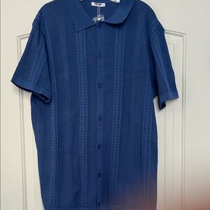 Men's Coofandy Blue Short Sleeve Shirt XL